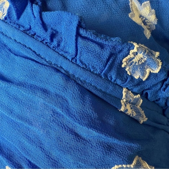 SHOSHANNA‎ Cobalt Floral Embroidered Asymmetric Hem Ruffle Tier Maxi Dress 14 - Picture 13 of 14